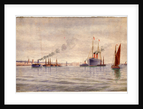 Cunard Steamer on River Mersey by Robert Evans Creer