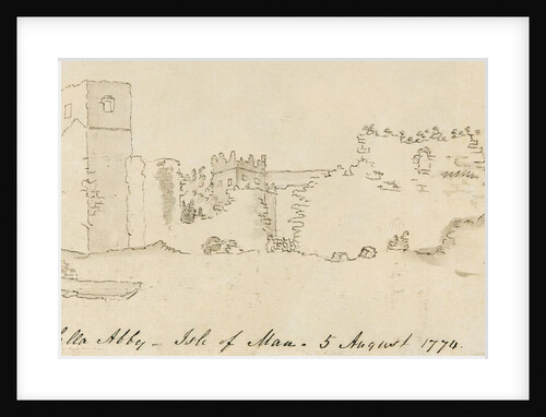 Pencil Drawing of Rushen Abbey Ruins 'Balla Salla Abby - Isle of Man - 5 August 1774' by Unknown