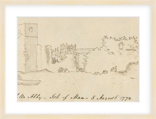 Pencil Drawing of Rushen Abbey Ruins 'Balla Salla Abby - Isle of Man - 5 August 1774' by Unknown