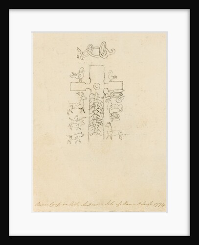Pencil Drawing of a Carved Cross 'Ruinic Cross in Kirk Andreas - Isle of Man - 8 Augt 1774' by Unknown