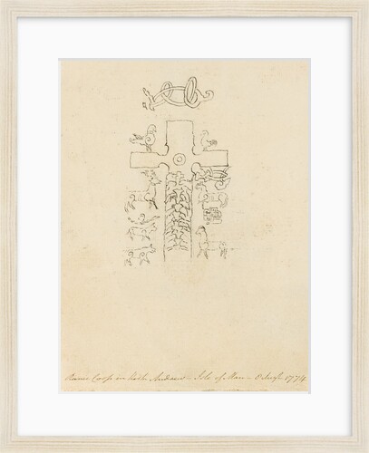 Pencil Drawing of a Carved Cross 'Ruinic Cross in Kirk Andreas - Isle of Man - 8 Augt 1774' by Unknown