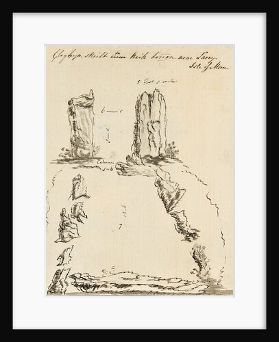Pencil Drawing of 'Cloghyn Skeilt in Kirk Lonon near Laxey Isle of Man' (Cloven Stones) by Unknown