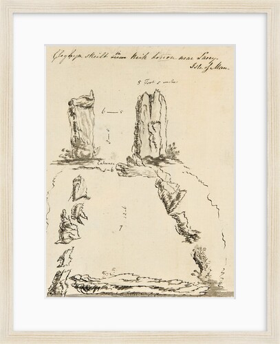 Pencil Drawing of 'Cloghyn Skeilt in Kirk Lonon near Laxey Isle of Man' (Cloven Stones) by Unknown