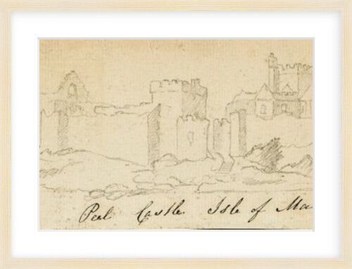 Pencil Drawing of 'Peel Castle, Isle of Man' by Unknown