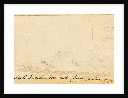 Pencil Drawing of 'St Michael's Island - Fort and Church' by Unknown