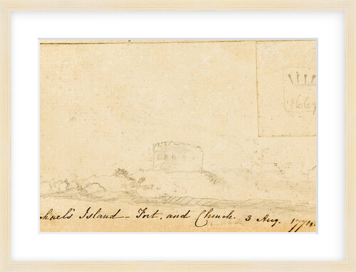 Pencil Drawing of 'St Michael's Island - Fort and Church' by Unknown