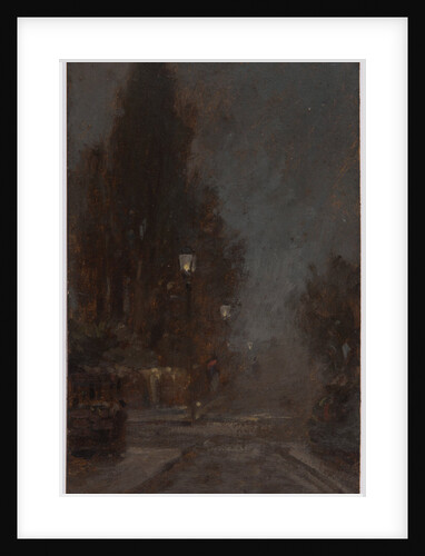 Urban street at night by John Miller Nicholson