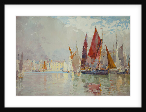 Fishing boats, Douglas harbour in bright sunshine by John Miller Nicholson