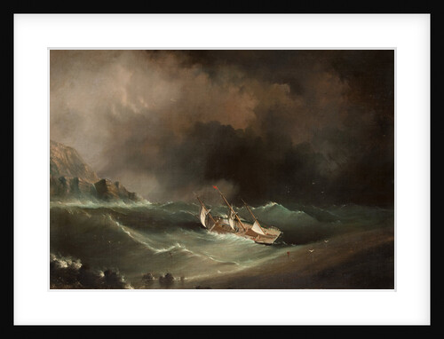 Ship caught in storm by Anonymous