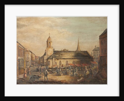Old St Matthew's Church with Market Stalls by Anonymous
