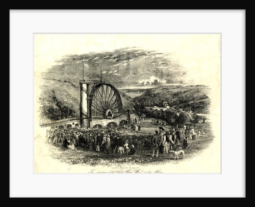 The starting of the Great Wheel at the Mines, Laxey Glen Sept 1854 by Unknown