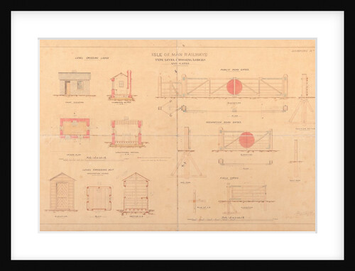 Plan of Isle of Man Railway type level crossing lodges and gates by Henry Vignoles