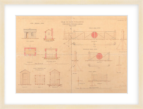 Plan of Isle of Man Railway type level crossing lodges and gates by Henry Vignoles