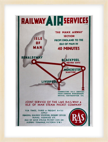 Railway Air Services the Manx Airway Section From England to Isle of Man in 40 minutes by Railway Air Services Ltd.