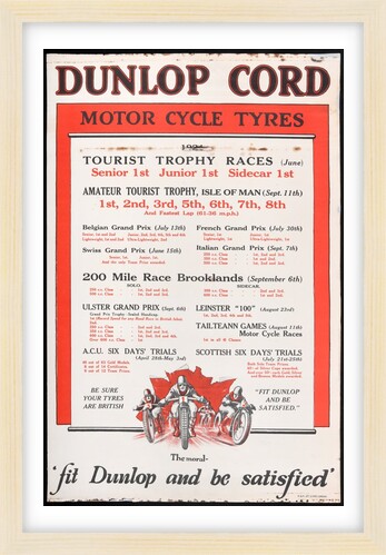 Dunlop Cord motor cycle tyres poster setting out successes on these tyres during the 1924 season by Unknown
