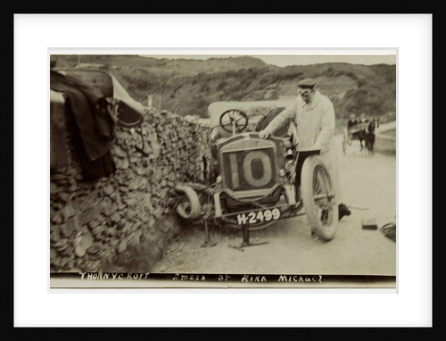 Tom Thornycroft, smash at Kirk Michael, 1907 Tourist Trophy motorcar race by Anonymous