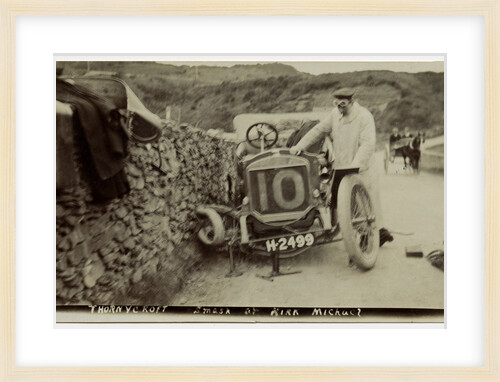 Tom Thornycroft, smash at Kirk Michael, 1907 Tourist Trophy motorcar race by Anonymous
