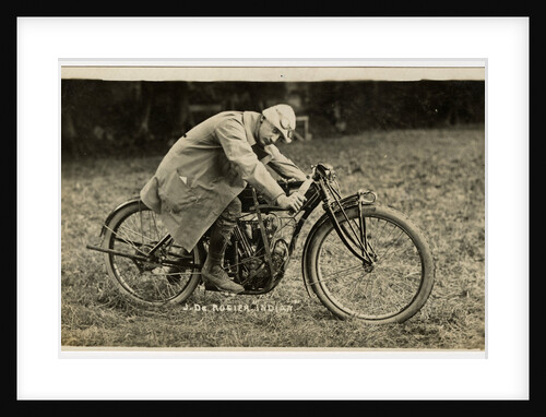 Jake de Rosier poses aboard an Indian machine, 1911 TT (Tourist Trophy) by Anonymous