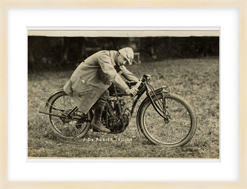 Jake de Rosier poses aboard an Indian machine, 1911 TT (Tourist Trophy) by Anonymous