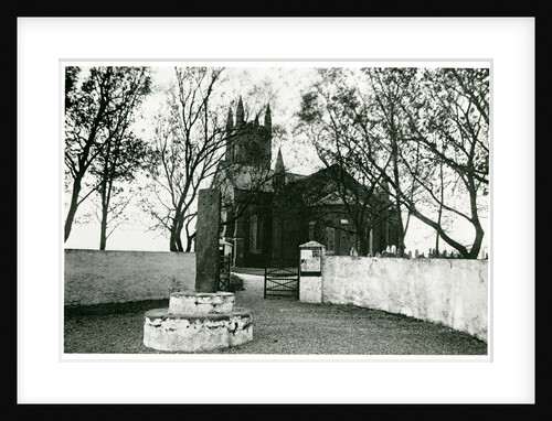 Kirk Michael church, gate and cross by George Bellett Cowen