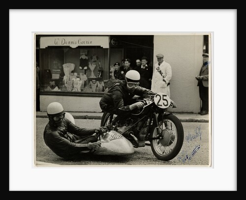 Walter Schneider, aboard BMW Steib outfit passing through Onchan, 1954 Sidecar TT (Tourist Trophy) by T.M. Badger