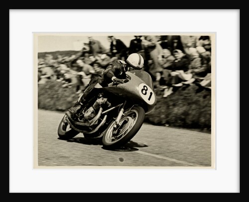 John Surtees riding as number 81 at Kate's Cottage, 1956 Senior TT (Tourist Trophy) by T.M. Badger