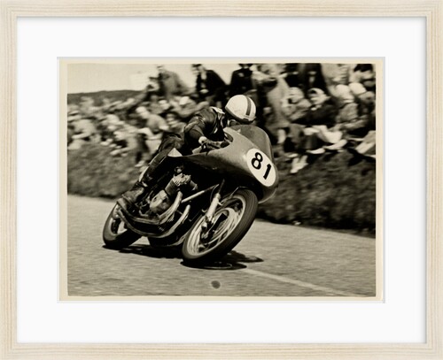 John Surtees riding as number 81 at Kate's Cottage, 1956 Senior TT (Tourist Trophy) by T.M. Badger