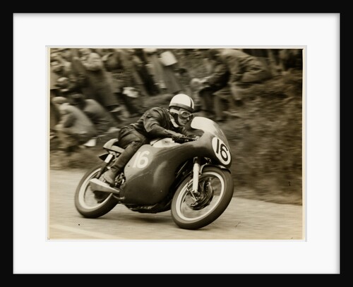 Derek Minter aboard Norton (number 16) 1958 Senior TT (Tourist Trophy) by T.M. Badger