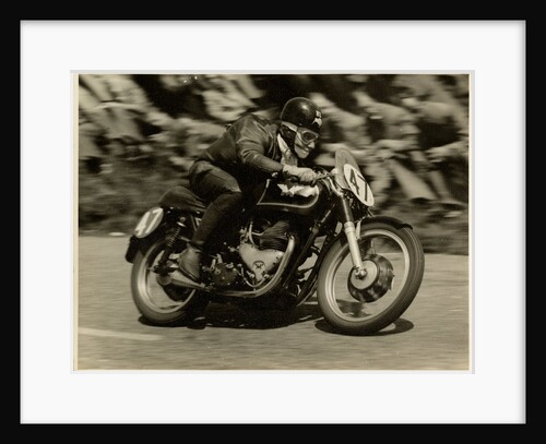 TT (Tourist Trophy) rider Cook from New Zealand aboard Moto Guzzi (number 47) by T.M. Badger