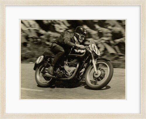 TT (Tourist Trophy) rider Cook from New Zealand aboard Moto Guzzi (number 47) by T.M. Badger