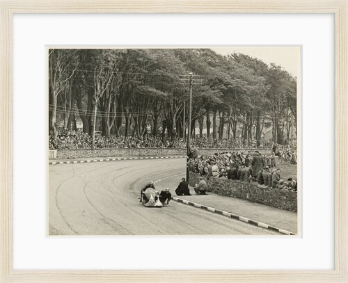 TT (Tourist Trophy) sidecar outfit (number 20) at Nursery Bends (?) by T.M. Badger