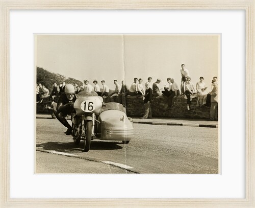 Eric Oliver, driving sidecar outift (number 16), 1958 Sidecar TT (Tourist Trophy) by T.M. Badger