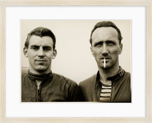 TT (Tourist Trophy) sidecar (?) riders by T.M. Badger