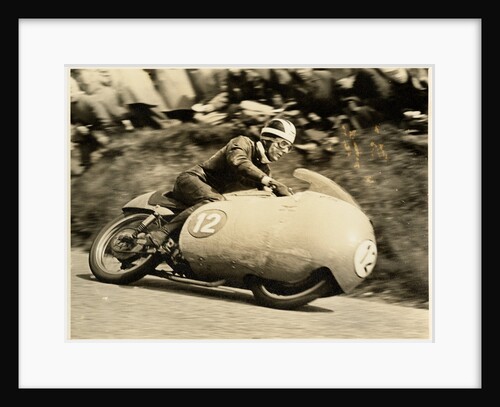 Bill Lomas TT (Tourist Trophy) rider aboard machine number 12 by T.M. Badger