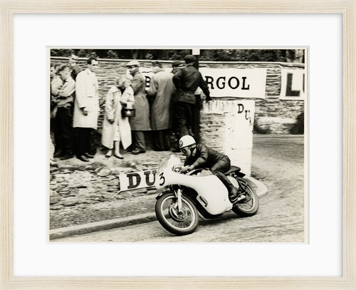 Jack Wood, TT (Tourist Trophy) rider rounding Governor's bend as number 3 by T.M. Badger