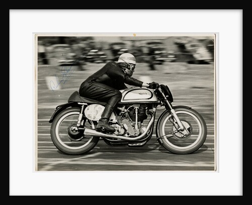 Robin Sherry, TT (Tourist Trophy) rider riding Norton (number 42) at Boreham track, Essex by T.M. Badger