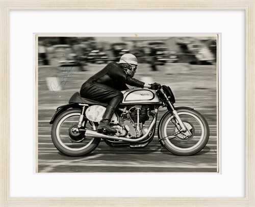 Robin Sherry, TT (Tourist Trophy) rider riding Norton (number 42) at Boreham track, Essex by T.M. Badger