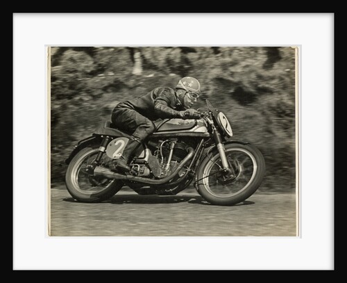 Nick Nicholson, TT (Tourist Trophy) riding Norton (number 2), 1953 (?) Senior TT by T.M. Badger