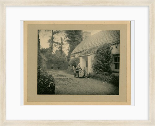 Margaret Lace (known as 'Mother Lace') spinning outside her cottage by George Bellett Cowen