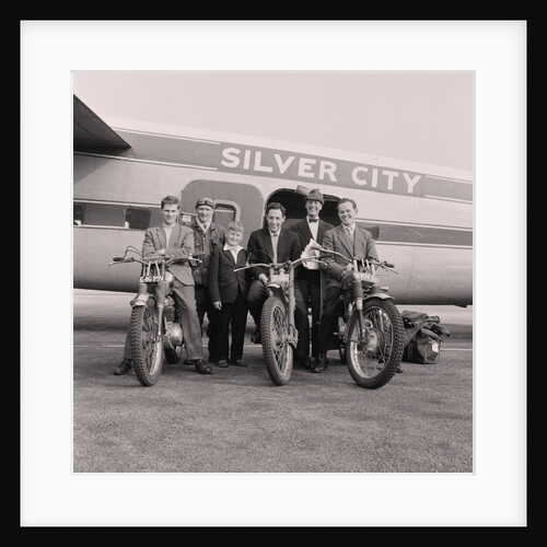 Scottish six day motorcycle trial team, Ronaldsway airport by Manx Press Pictures