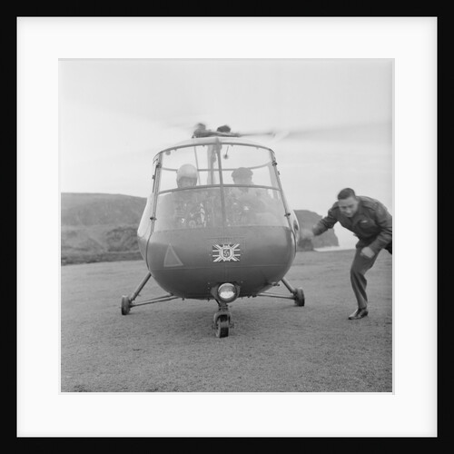 Lieutenant Governor Sir Ronald Herbert Garvey visits the Calf of Man by helicopter by Manx Press Pictures