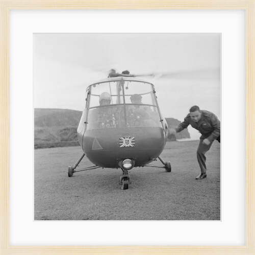 Lieutenant Governor Sir Ronald Herbert Garvey visits the Calf of Man by helicopter by Manx Press Pictures