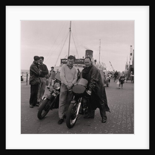 Manx Grand Prix motorcycles arrive, Douglas Pier by Manx Press Pictures
