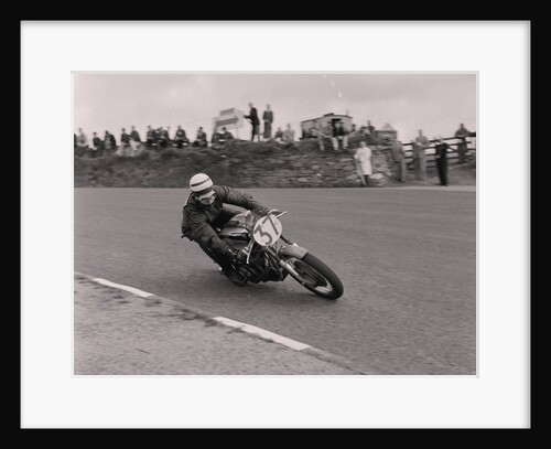 Motorcycle rider no.37 at the Sign Post, (possibly Manx Grand Prix) by Manx Press Pictures