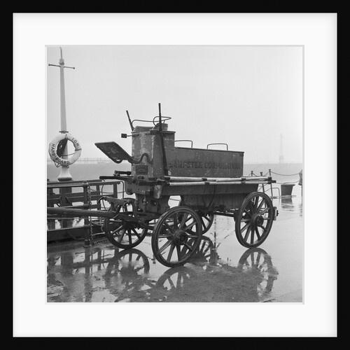 Old fire engine on pier, Isle of Man by Manx Press Pictures