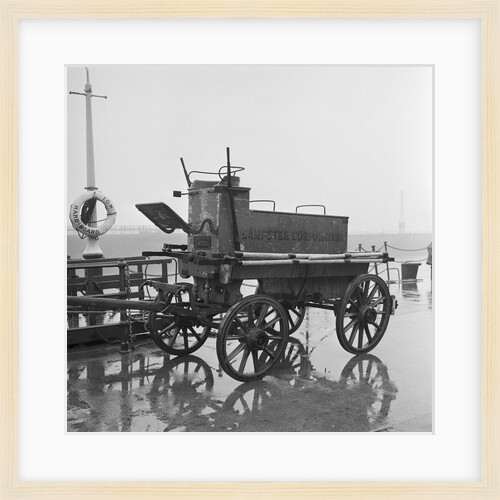 Old fire engine on pier, Isle of Man by Manx Press Pictures