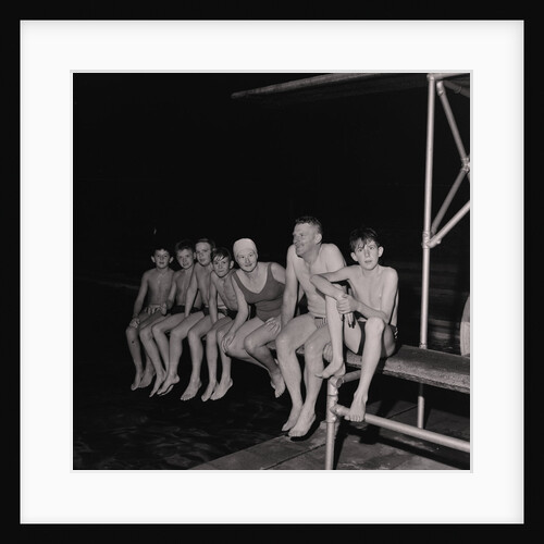Peel swimmers at night by Manx Press Pictures