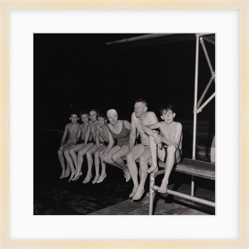 Peel swimmers at night by Manx Press Pictures