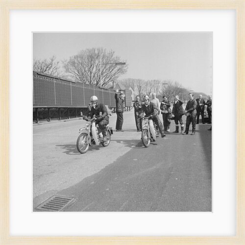 Honda motorcycles start eight day reliability trials, The Grandstand, Douglas by Manx Press Pictures