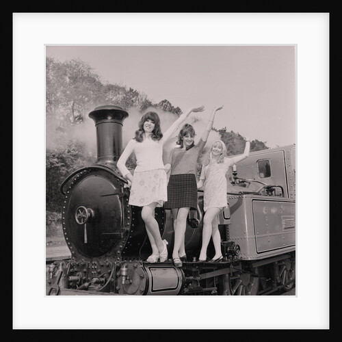 Show-girls on steam train by Manx Press Pictures